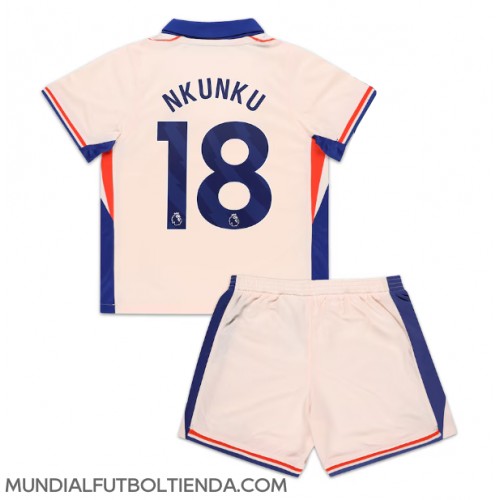 Camiseta Chelsea Christopher Nkunku #18 Segunda Equipación Replica 2024-25 para niños mangas cortas (+ Pantalones cortos)